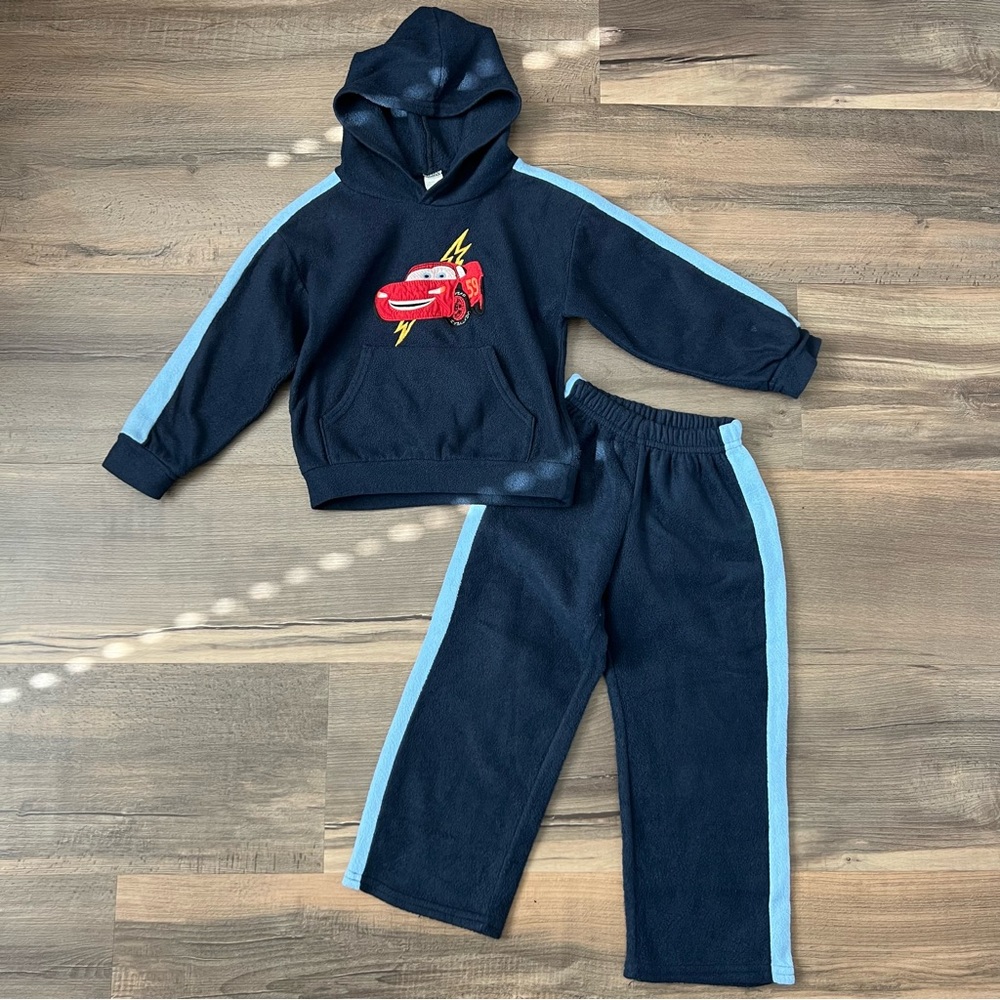 Disney Pixar Cars Lightning McQueen Youth 2-piece Hoodie & Pants Set Blue Size M